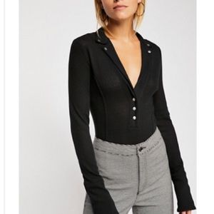 Free People NWOT Black Moto Top Size Small